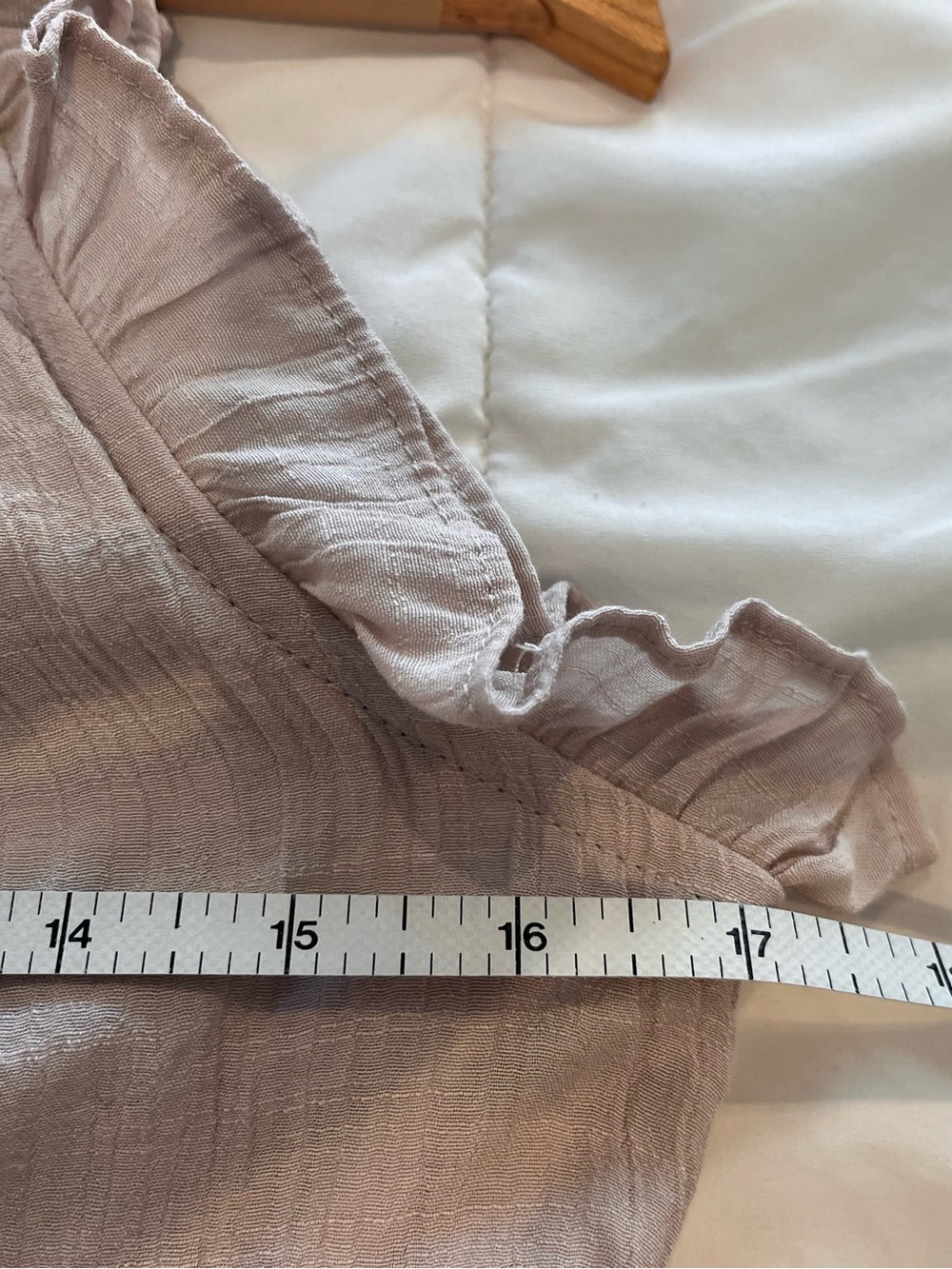 High Neck Ruffle Gauze Dress MEDIUM Beige Tan Tiered Midi Cottage Pockets NWT - Picture 10 of 14